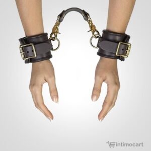 hand cuff leather, brown, pure intimacy, Intimocart, sex toys online