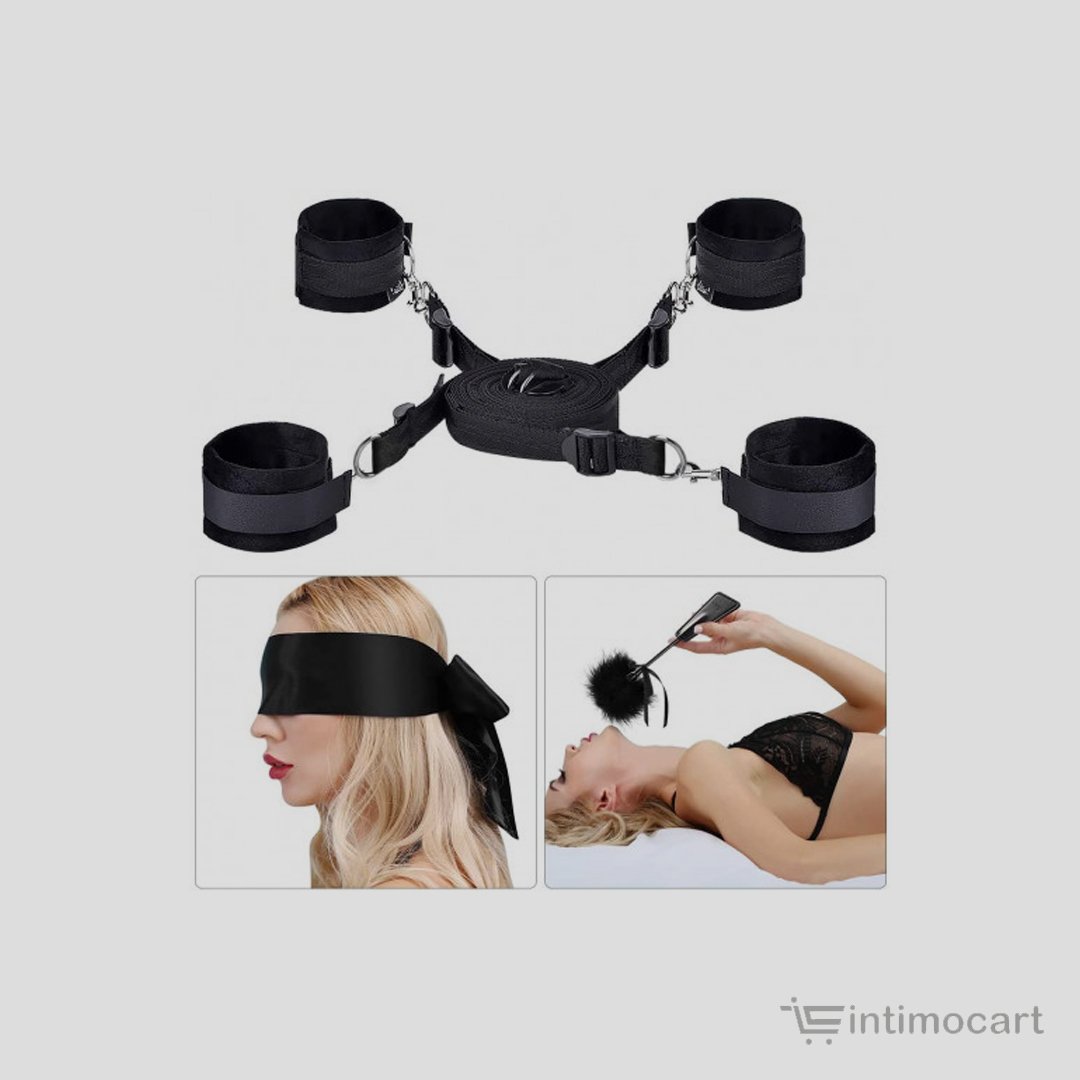 black 7 pieces slavery kit, bdsm sex toys, couples toys, intimocart, sex toys online, sex toys in India