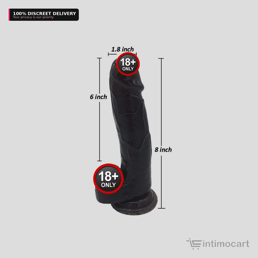 Black 6 Inch Silicone Suction Dildo For Women, Intimocart